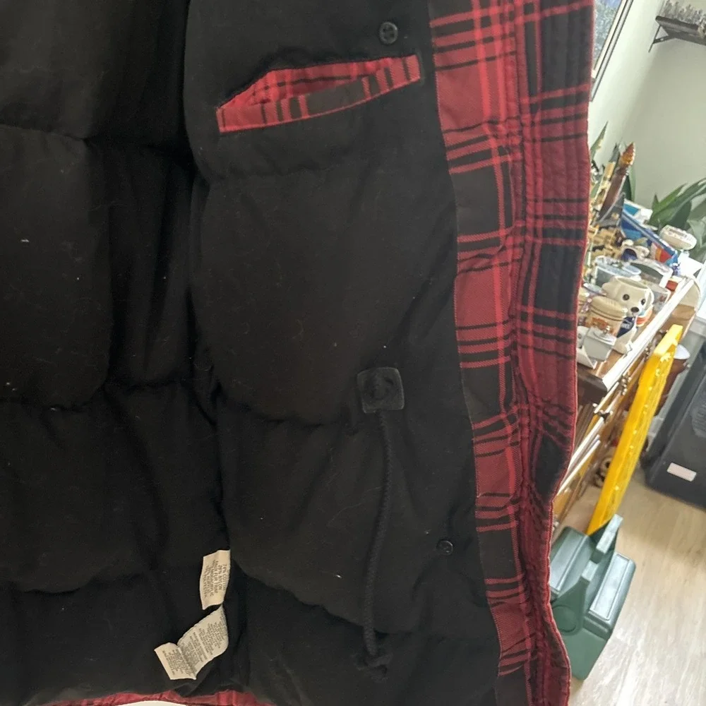 Polo Ralph Lauren Mens Fur Hooded Down Parka Jacket Black Sz XL  Red And Black